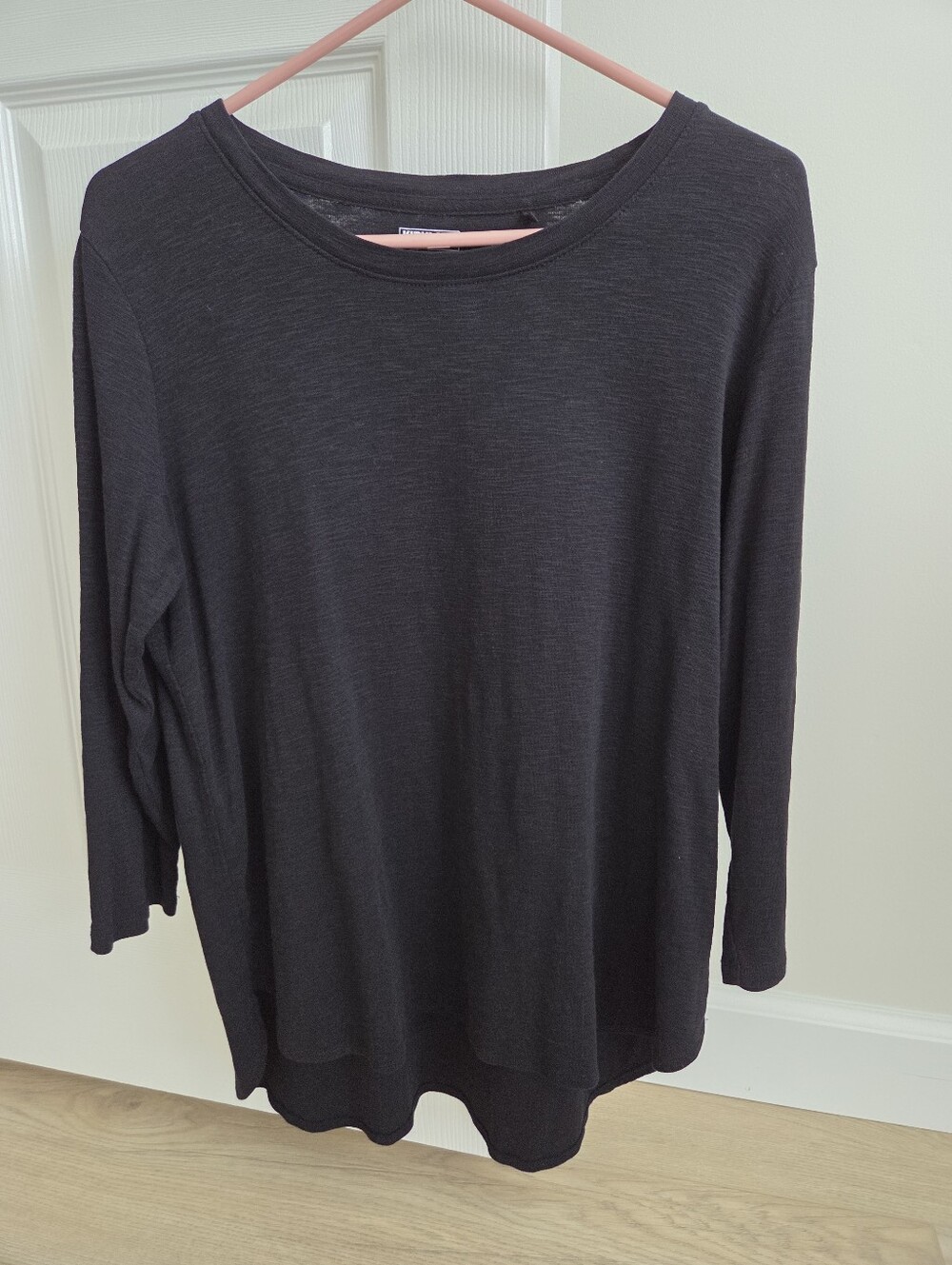 Kirkland Signature Cotton 3/4 Sleeve Slub Tee Tunic Black Size Large Top